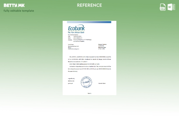 Референтен шаблон за Централна Африка Екобанка во модерен стил